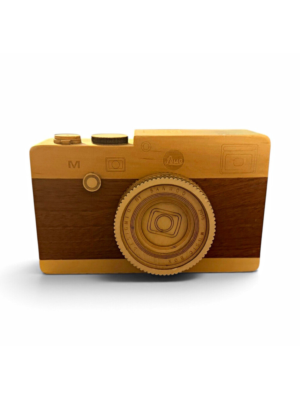 Sanwoo Wooden Camera Shape Music Box Decor Prop, Brown/Beige
